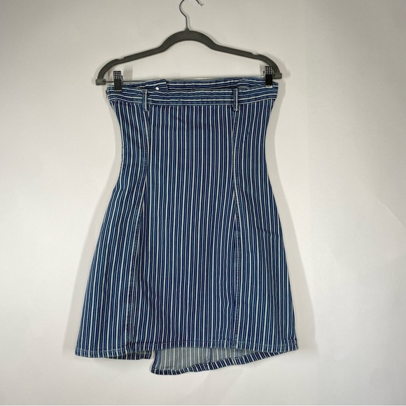 ZARA Strapless Striped Denim Dress. Size S - Picture 6 of 14